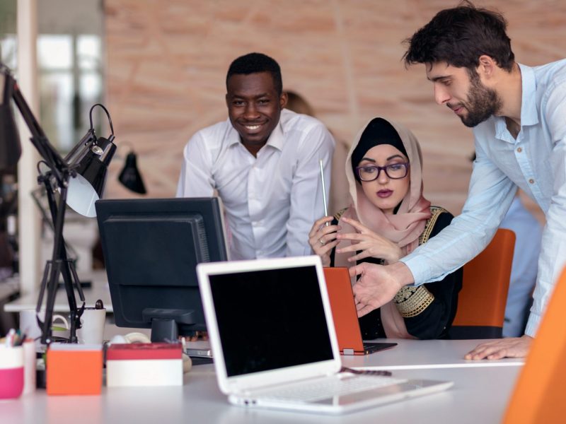 Young business people working at office on a new project.