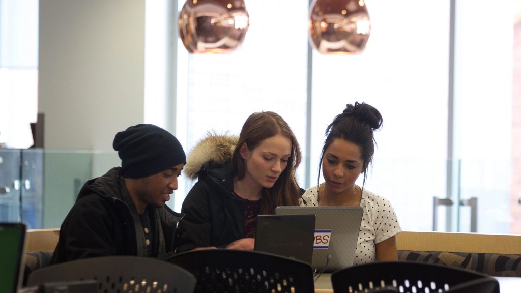 Students working together on their laptops