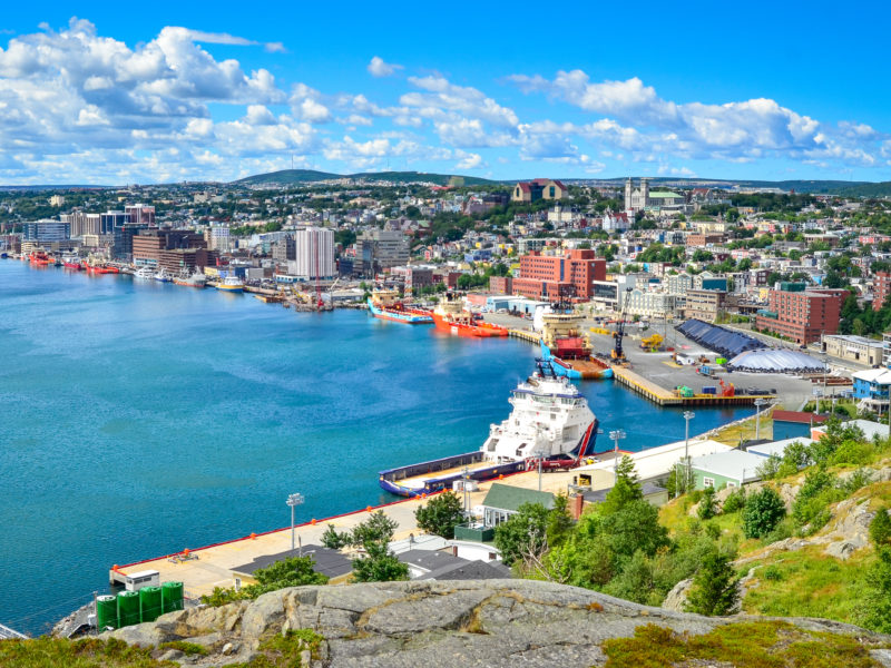 Panoramic view, St John's Harbour in Newfoundland Canada.