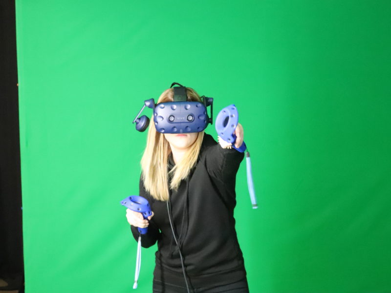 Young woman with virtual reality headset.
