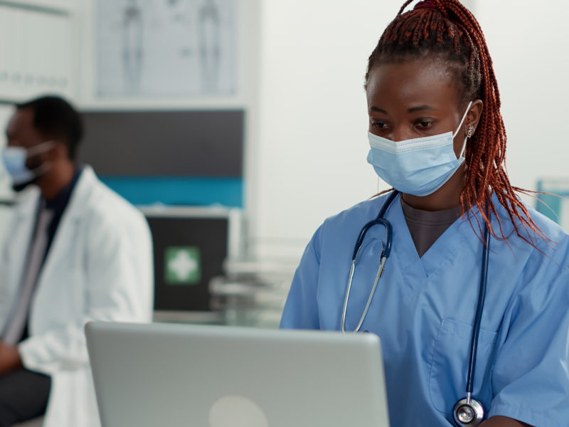 Portrait of a nurse wearing a face mask