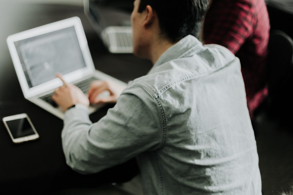 person working on a computer in a professional setting