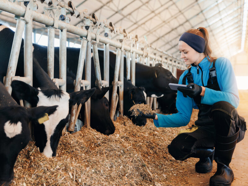 farm worker uses smartphone