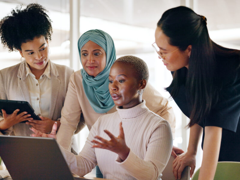 Women in office with laptop
