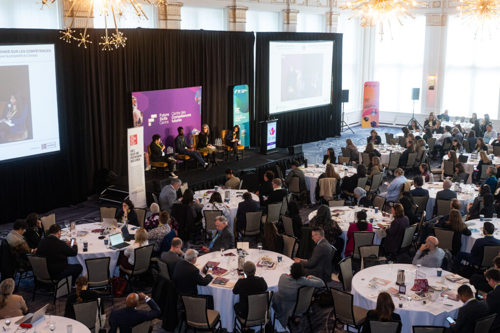 A wide shot of the conference hall
