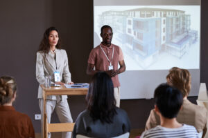 Young business people presenting a project