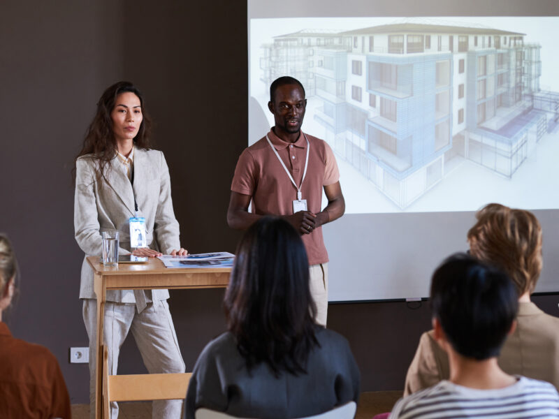 Young business people presenting a project
