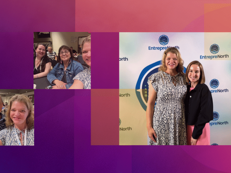 Headre image with pictures of Tricia Williams at Entreprenorth event.