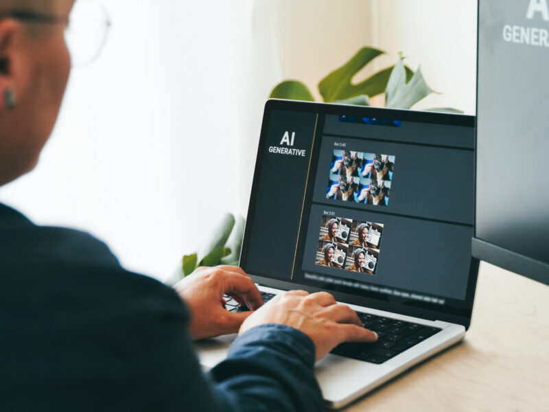 Person on computer using an AI image generator app