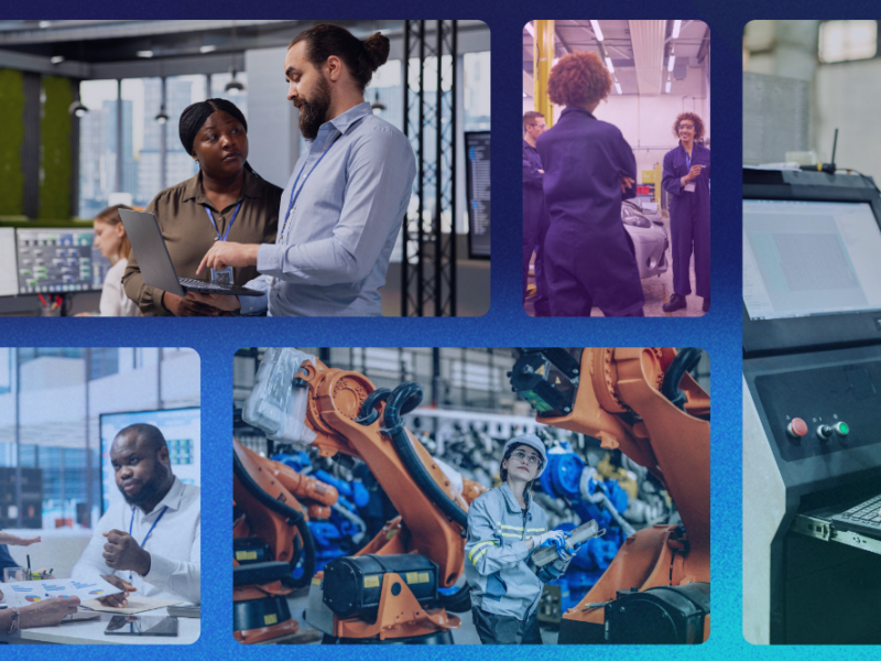 A collage of people working