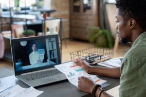 Man watching online tutorial