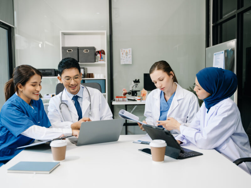 Medical team in discussion, brainstorming and planning.